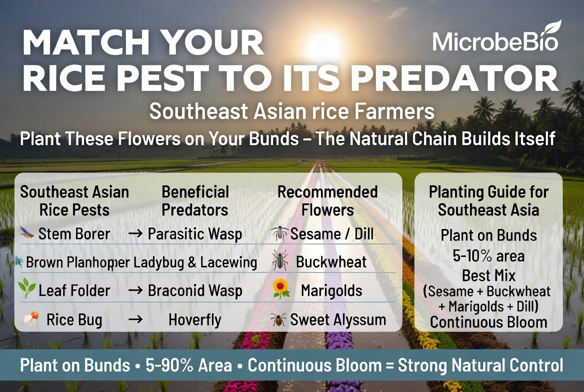 Build a Natural Army in Your Southeast Asian Rice Field Flowers That Control Pests Naturally